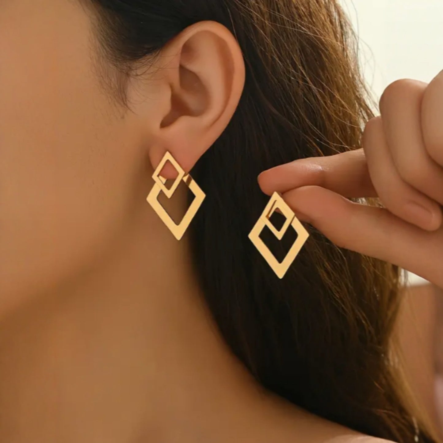 Boucles d'oreilles géométriques dorées